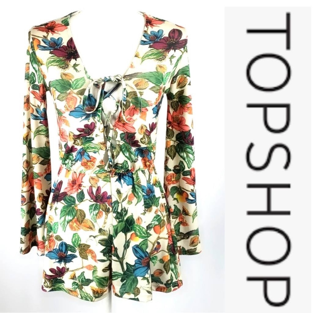 Topshop Romper Floral Long Sleeves